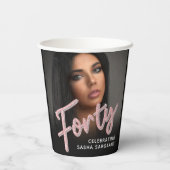 440th誕生日フォトスクリプトグリッターピンク 紙コップ (裏面)