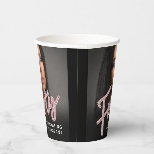 440th誕生日フォトスクリプトグリッターピンク 紙コップ (右)