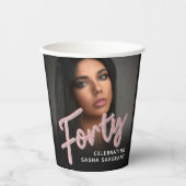 440th誕生日フォトスクリプトグリッターピンク 紙コップ (正面)