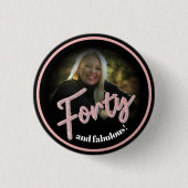 440th Birthdayフォトスクリプトバラピンクカスタム 缶バッジ (正面)