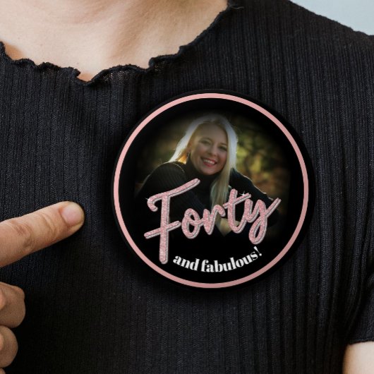 440th Birthdayフォトスクリプトバラピンクカスタム 缶バッジ