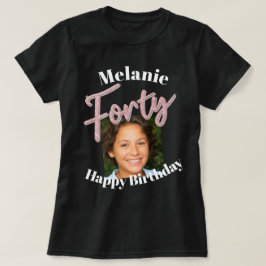 440th Birthdayフォトスクリプトピンクシルバー Tシャツ