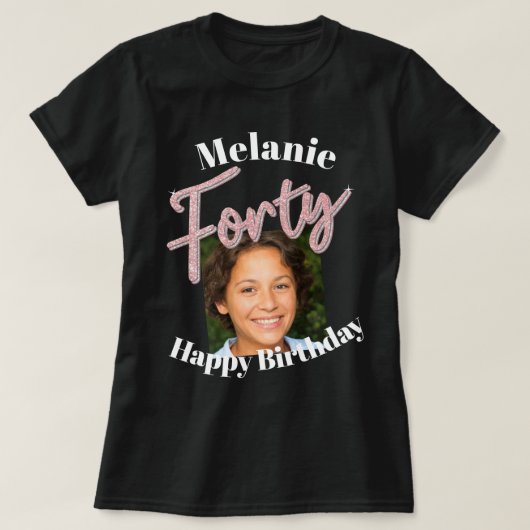 440th Birthdayフォトスクリプトピンクシルバー Tシャツ (デザイン正面)