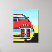 442 Muscle Car Rear Wing Pop Art Retro Print キャンバスプリント (正面)