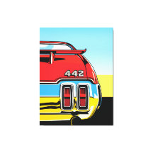 442 Muscle Car Rear Wing Pop Art Retro Print