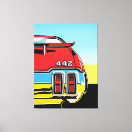 442 Muscle Car Rear Wing Pop Art Retro Print キャンバスプリント