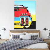 442 Muscle Car Rear Wing Pop Art Retro Print キャンバスプリント (インサイチュ (寝室))