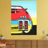 442 Muscle Car Rear Wing Pop Art Retro Print キャンバスプリント (インサイチュ (リビング))