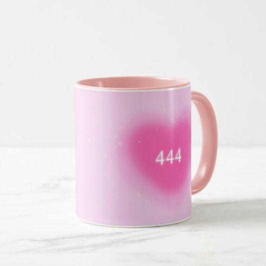 444ピンクモダンハート審美天使の番号 マグカップ (正面右)