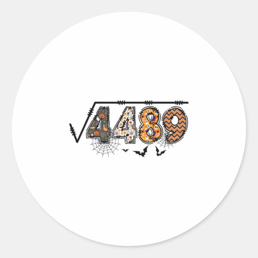 4489の平方根 楽しいハロウィン 67 おもしろ数学 T ラウンドシール (正面)