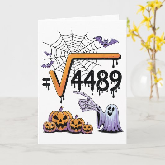4489 Square Root 67 Math Teacher Halloween Costume カード (黄色い花)