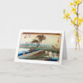 44. 四日市宿, 広重 Yokkaichi-juku, Hiroshige, Ukiyo-e カード (黄色い花)