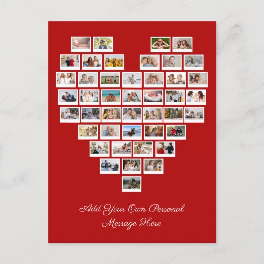 44 Photo Collage Add Your Own Greeting White Heart ポストカード (正面)