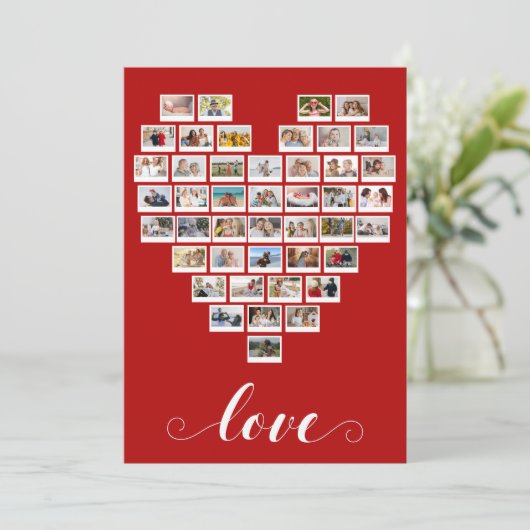 44 Photo Collage Camera Film Love White Heart Card (スタンド正面)