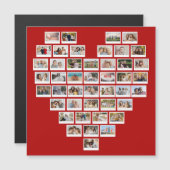 44 Photo Collage Red Heart Magnetic Card (正面/裏面)