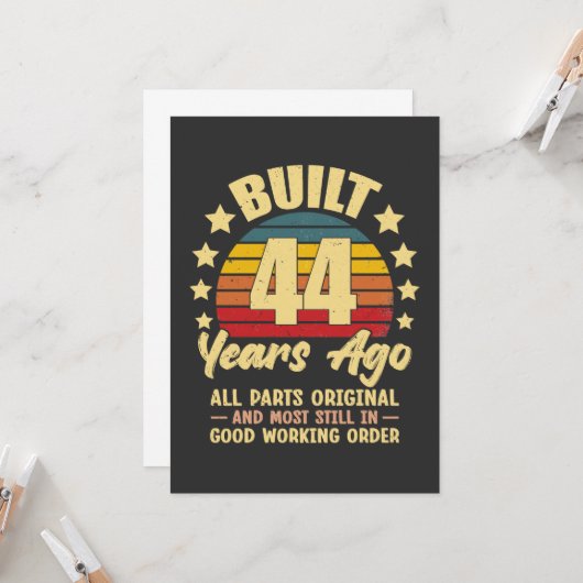 44 Years Ago All Parts Original 44th Birthday  カード (正面/裏面インサイチュ)