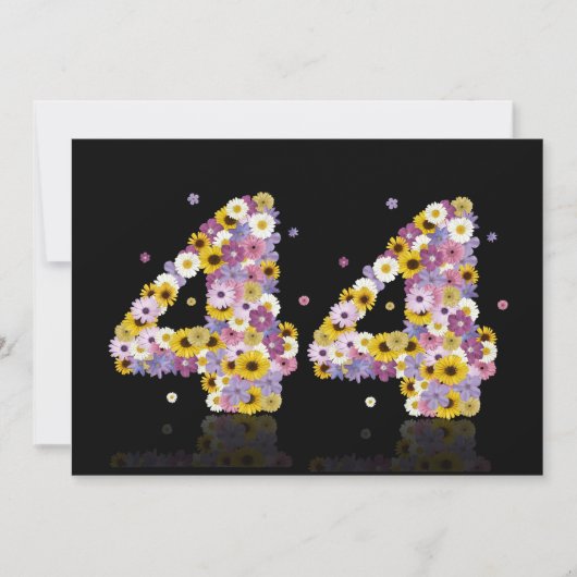 44thバースデーパーティー、花の文字 招待状 (正面)