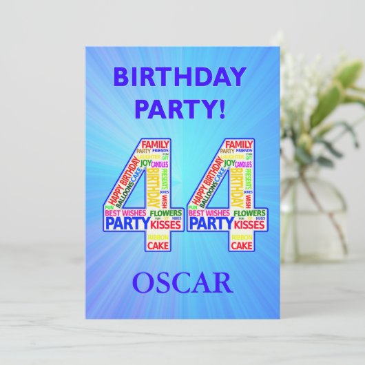 44th誕生日パーティーの招待状の名前の追加 招待状 (スタンド正面)