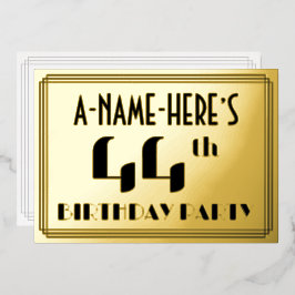 44th誕生日パーティー：アールデコの外観"44"と名前 箔招待状