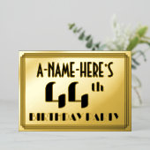 44th誕生日パーティー：アールデコの外観"44"と名前 箔招待状 (立ち正面)