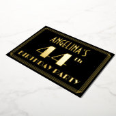 44th誕生日パーティー:アールデコ見る"44",名前と 箔招待状 (回転した状態)