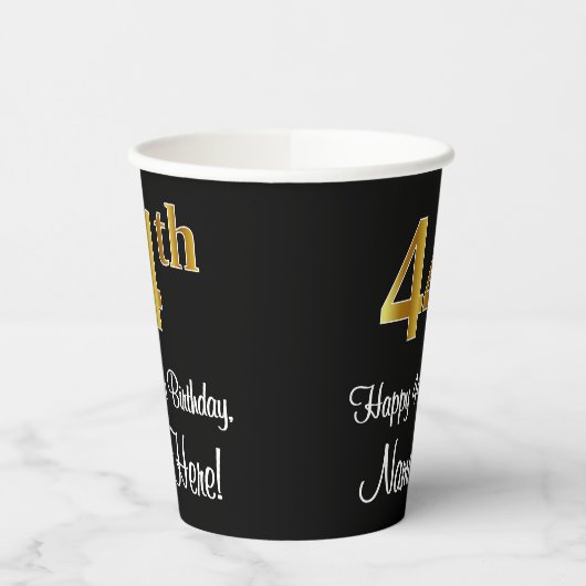 44th誕生日-エレガント豪華なフェイク金ゴールドルック# 紙コップ (左)