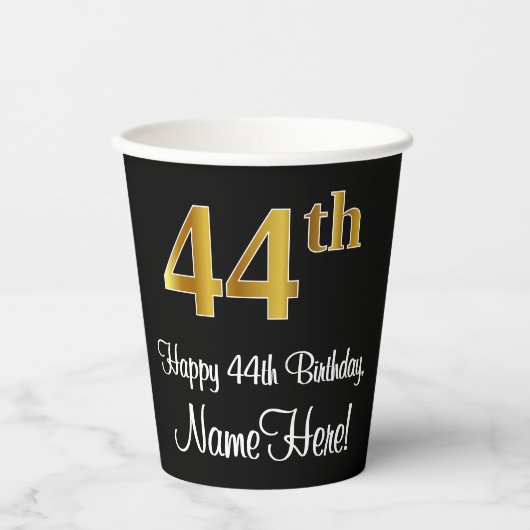 44th誕生日-エレガント豪華なフェイク金ゴールドルック# 紙コップ (正面)