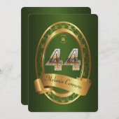 44th，誕生日パーティーの女性の男性，カラーエレガントー 招待状 (正面/裏面)