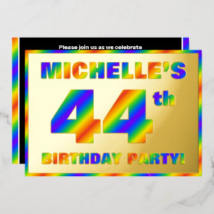 44th Birthday Party —おもしろい、レインボースペクトル「44」 箔招待状