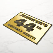 44th Birthday Party — はっきりしたWood Grainフェイク文字 箔招待状 (回転した状態)