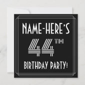 44th Birthday Party:アールデコスタイル(名前をカスタムする付) 招待状 (正面)