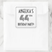 44th Birthday Party:アールデコスタイル+名前をカスタムする スクエアシール (バッグ)