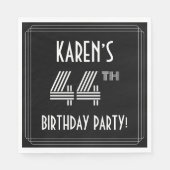 44th Birthday Party:アールデコスタイル+名前をカスタムする スタンダードランチョンナプキン (正面)