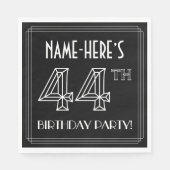 44th Birthday Party:アールデコスタイル+名前をカスタムする スタンダードランチョンナプキン (正面)