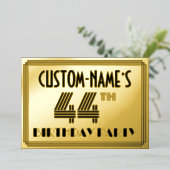 44th Birthday Party —アールデコスタイル「44」 & Name 箔招待状 (立ち正面)