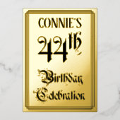 44th Birthday Party – スクリプエレガントト+名前をカスタムする 箔招待状 (正面)