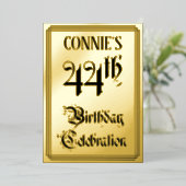 44th Birthday Party – スクリプエレガントト+名前をカスタムする 箔招待状 (立ち正面)