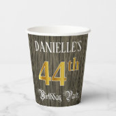 44th Birthday Party — フェイク金ゴールド&ウッドフェイク・ルックス 紙コップ (裏面)