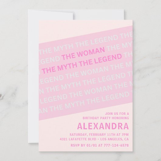 45おもしろい歳の誕生日招待状女性神話ピンク 招待状 (正面)
