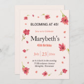 45で咲く – フローラ誕生日 招待状 (正面/裏面)
