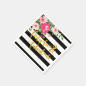 45と素晴らしいナプキン – 黒/白ストライプ色 スタンダードカクテルナプキン (角)