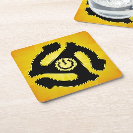 45のRPM力の記録アダプター スクエアペーパーコースター (アングル)