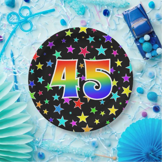 45イベントはっきりした:,おもしろい，虹カラフル45 ペーパープレート (パーティー)