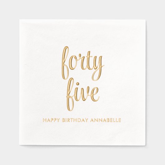 45エレガント誕生日ゴールドフォイルモダンナプキンス 箔ナプキン (正面)