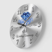 45パーソナライズされた周年記念結婚贈り物・時計 ラージ壁時計 (傾斜)
