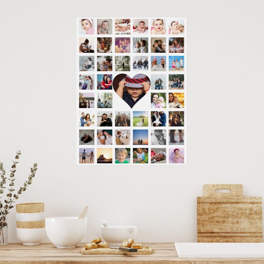 45フォトコラージュパーソナライズされたとハート ポスター (キッチン)