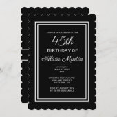 45モダン誕生日白黒タイポグラフィ 招待状 (正面/裏面)