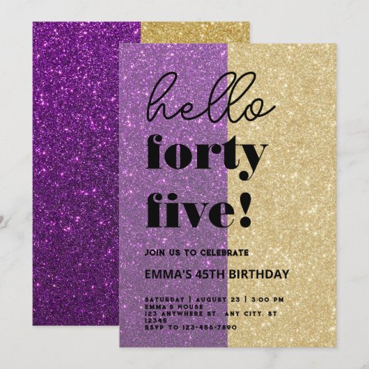 45モダン誕生日 招待状 (正面/裏面)