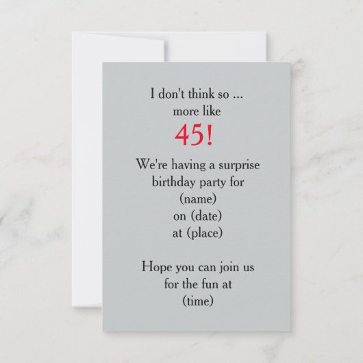 45ユーモアのある番目の誕生日招待状 招待状 (裏面)