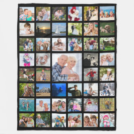 45写真ミニマルコラージュのテンプレートカスタムあなたのテキスト フリースブランケット